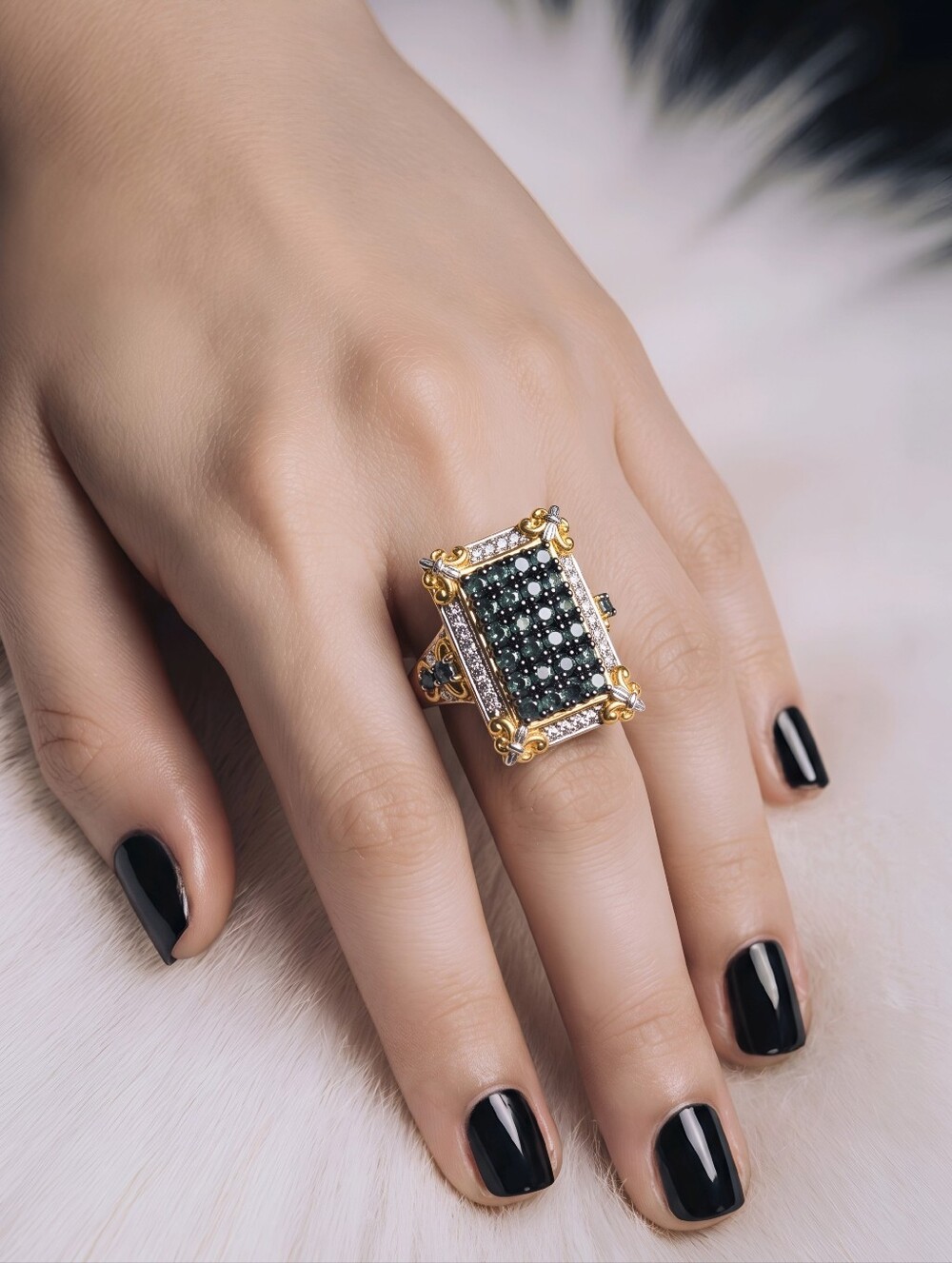 Artisan ✦ Alexandrite White Sapphire Moissanite Ring ✦ 1.40ctw 18K Vermeil / 925